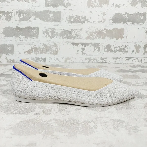 NEW Rothy's The Flat White Knit Pointy Toe Slip On Loafers O187